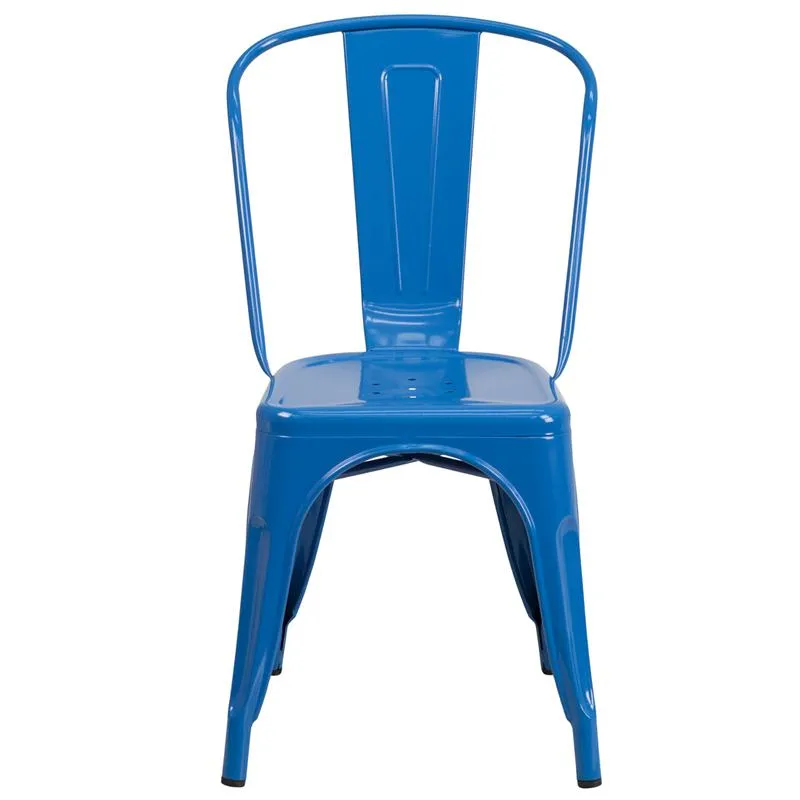 Cobalt Blue Galvanized Tolix Chair In-Outdoor