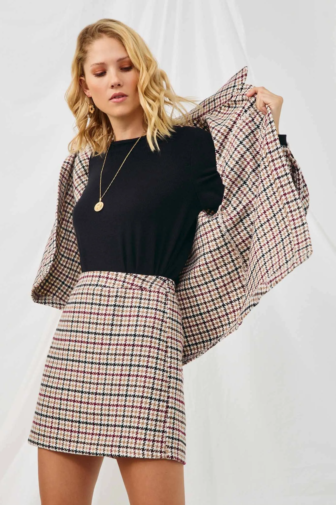 Colored Houndstooth Skirt