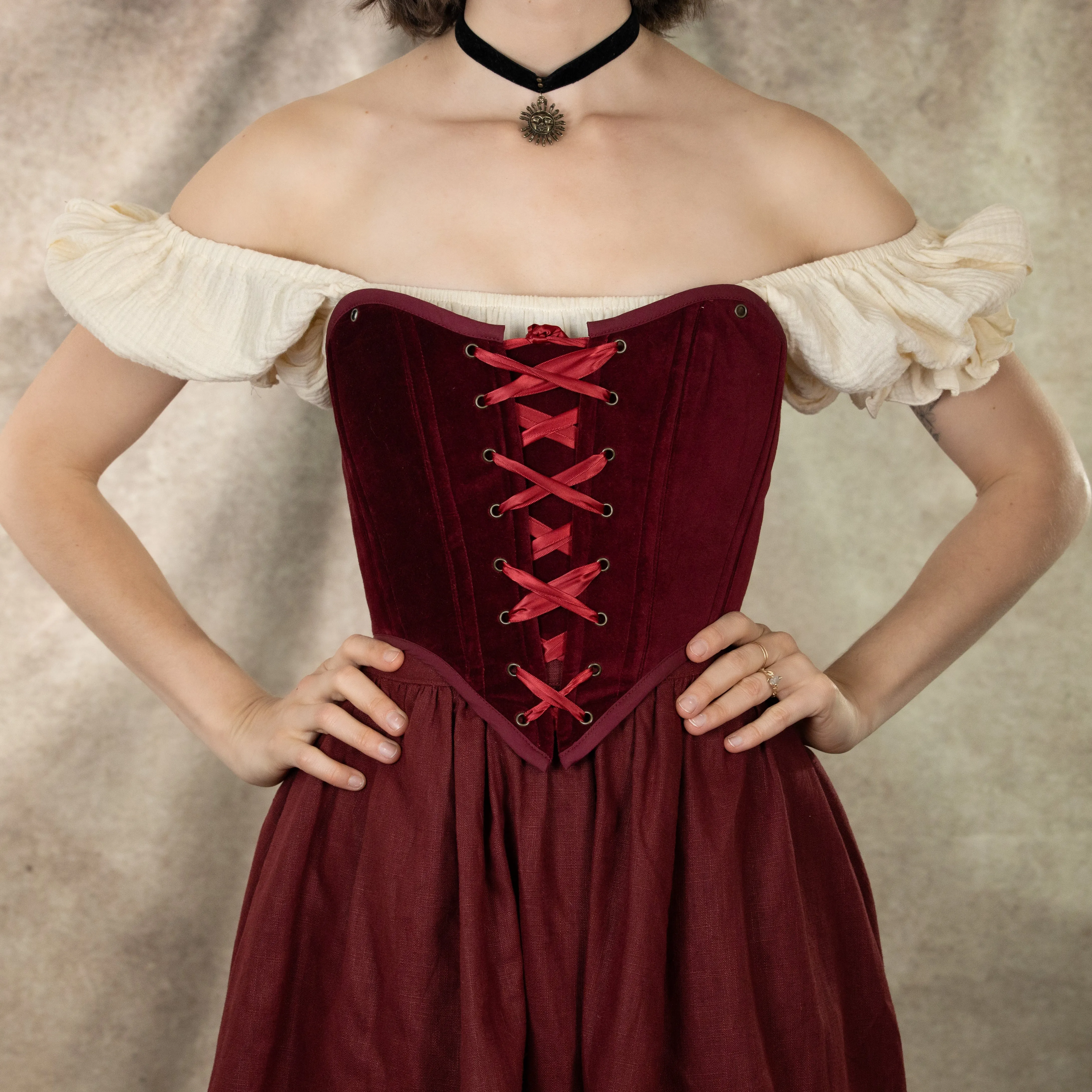 Dark Red Velvet Corset Top