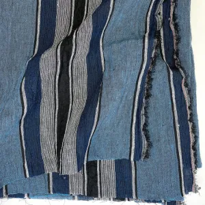 Denim/Black Stripe - Linen - 1/2 metre