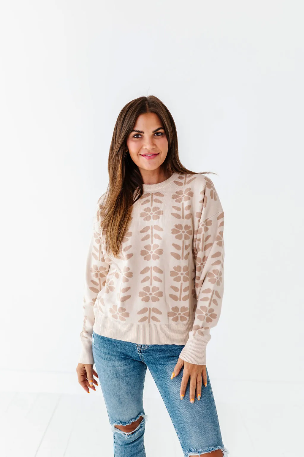 Elowyn Jacquard Sweater - Size Large Left