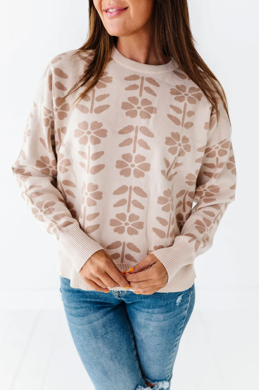 Elowyn Jacquard Sweater - Size Large Left