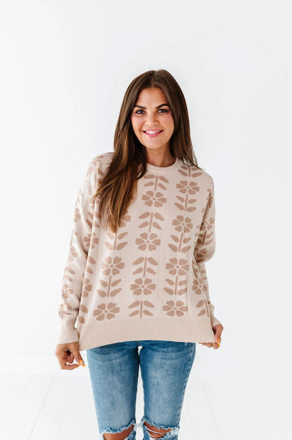 Elowyn Jacquard Sweater - Size Large Left