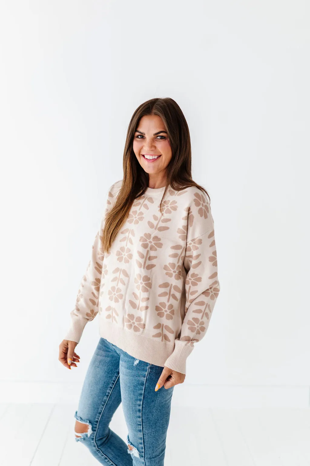 Elowyn Jacquard Sweater - Size Large Left