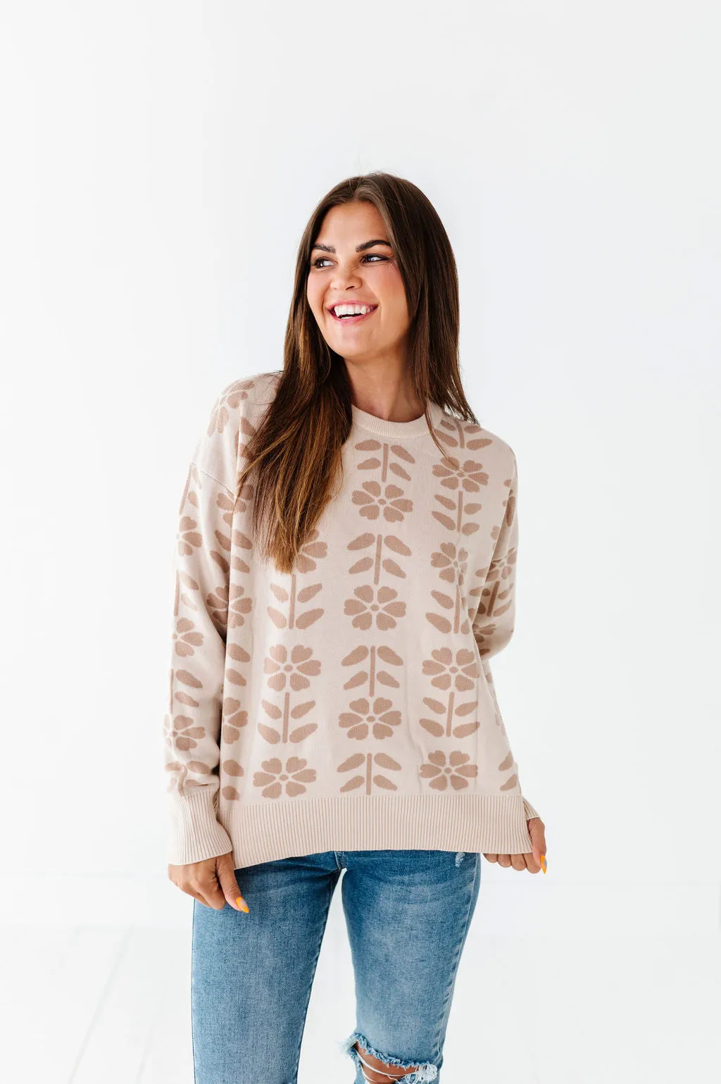 Elowyn Jacquard Sweater - Size Large Left