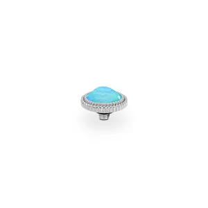 Fabero Flat Silver and Laguna Delite Crystal Ring Gem Top, 10mm