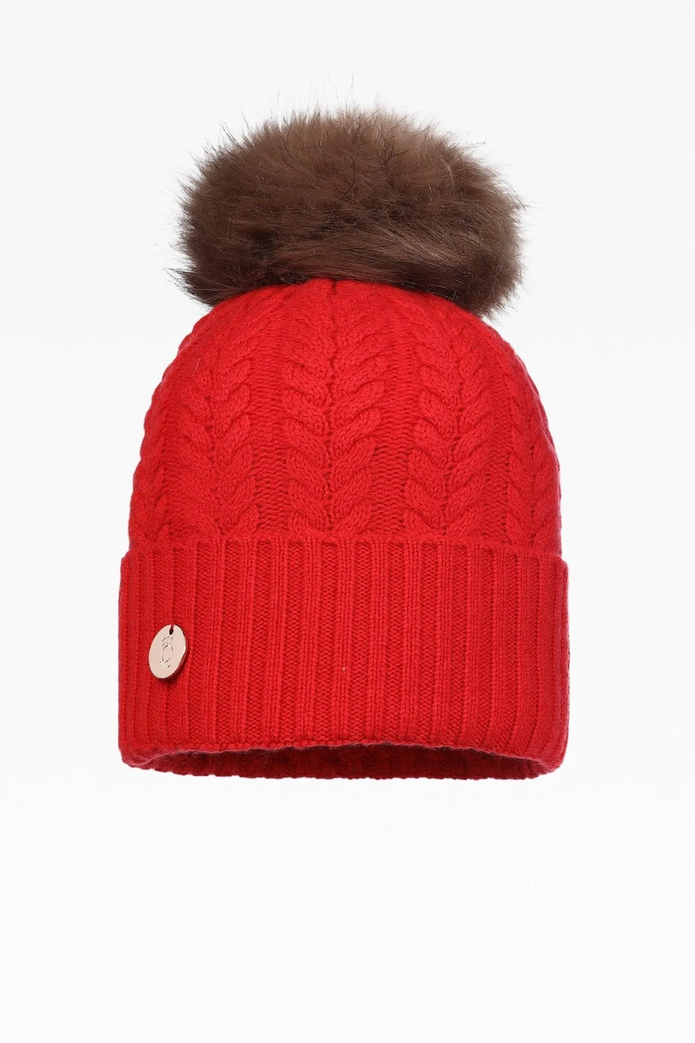 Georgie Cable Rib Pom Pom Hat - Faux Fur