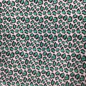 Green Black Cream Leopard Print Fleece Fabric