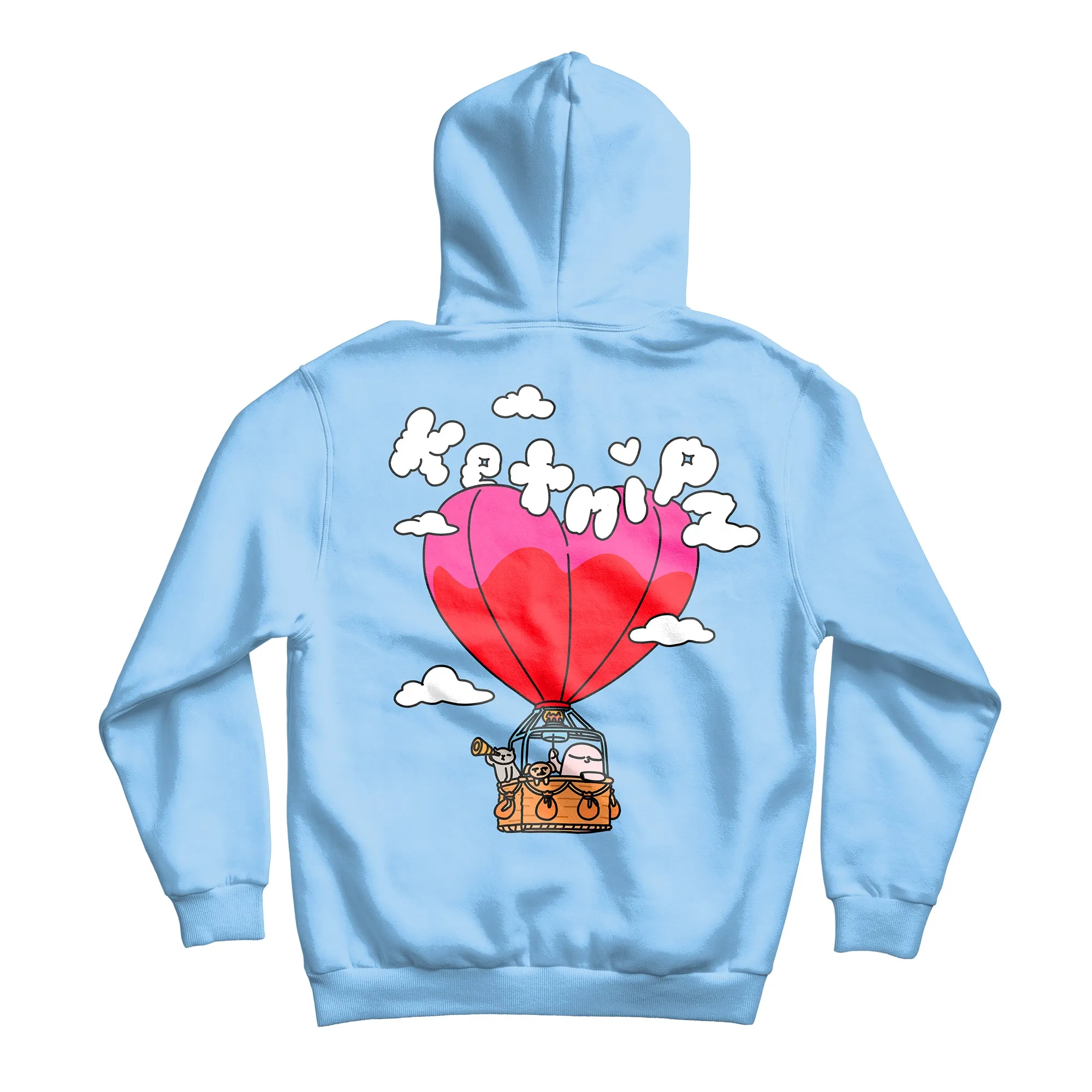 Hot Heart Balloon Light Blue Hoodie