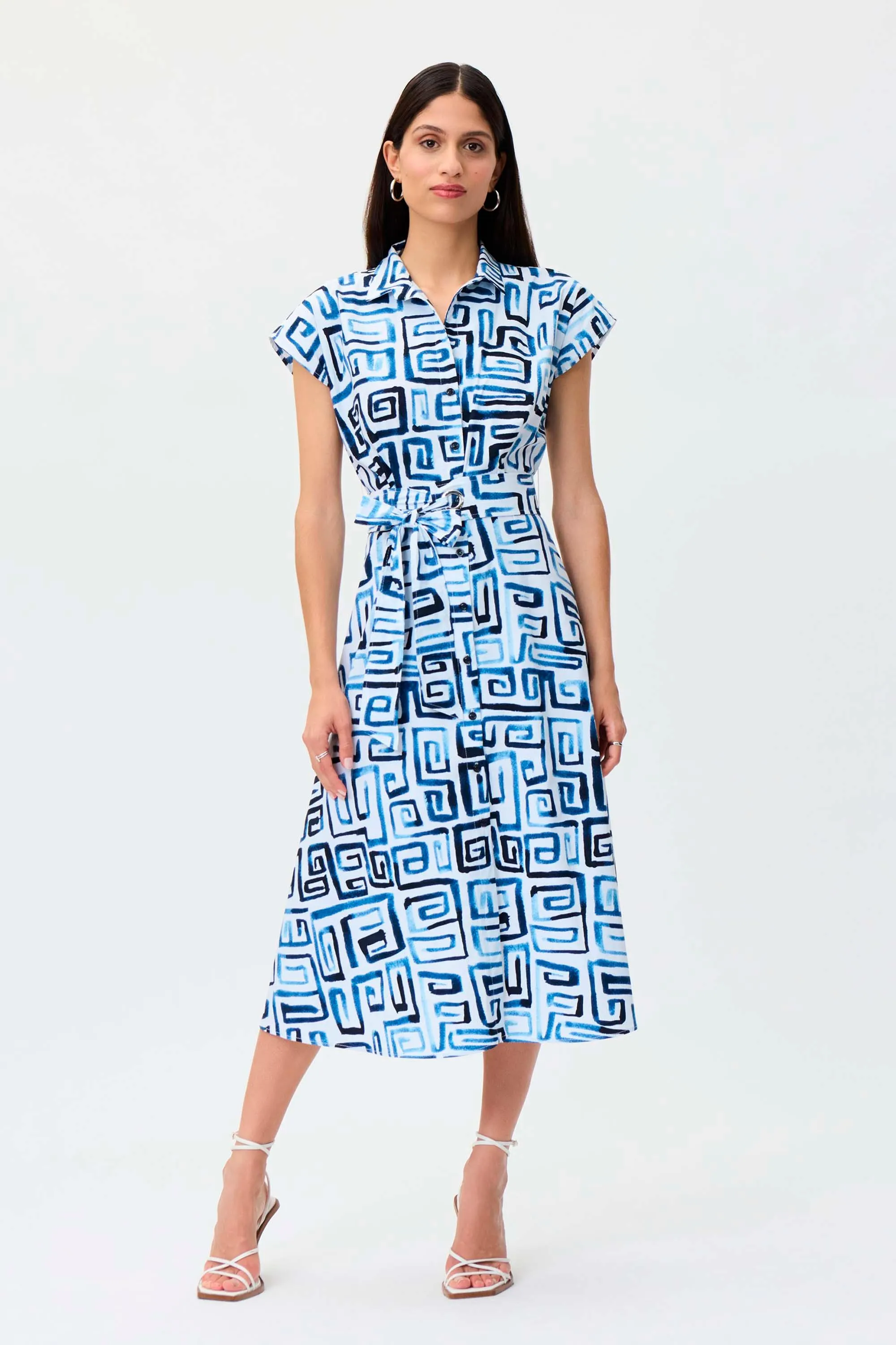 Joseph Ribkoff Vanilla/ Blue Dress Style 232036