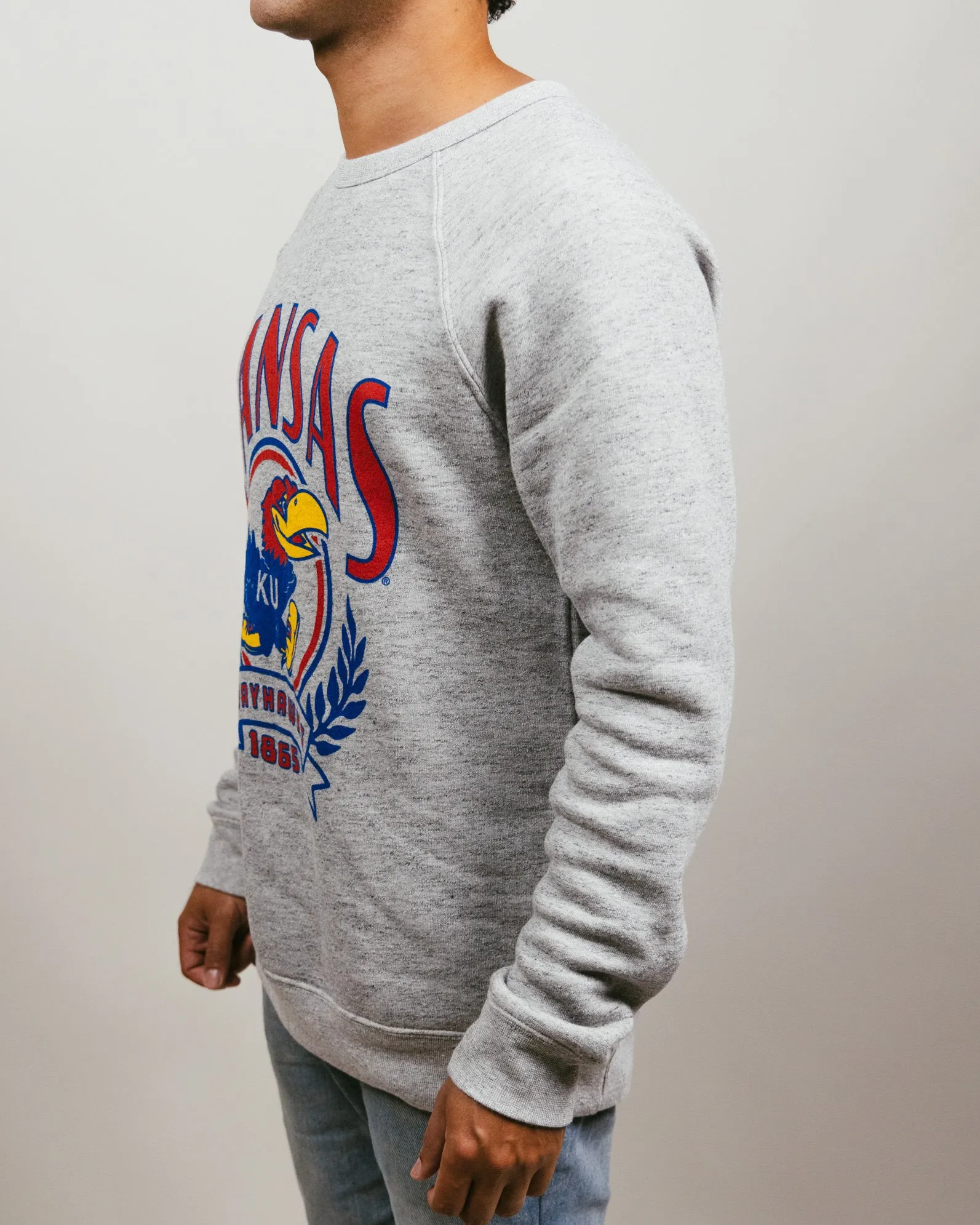 KU Jayhawks Founders Laurel Athletic Grey Crewneck