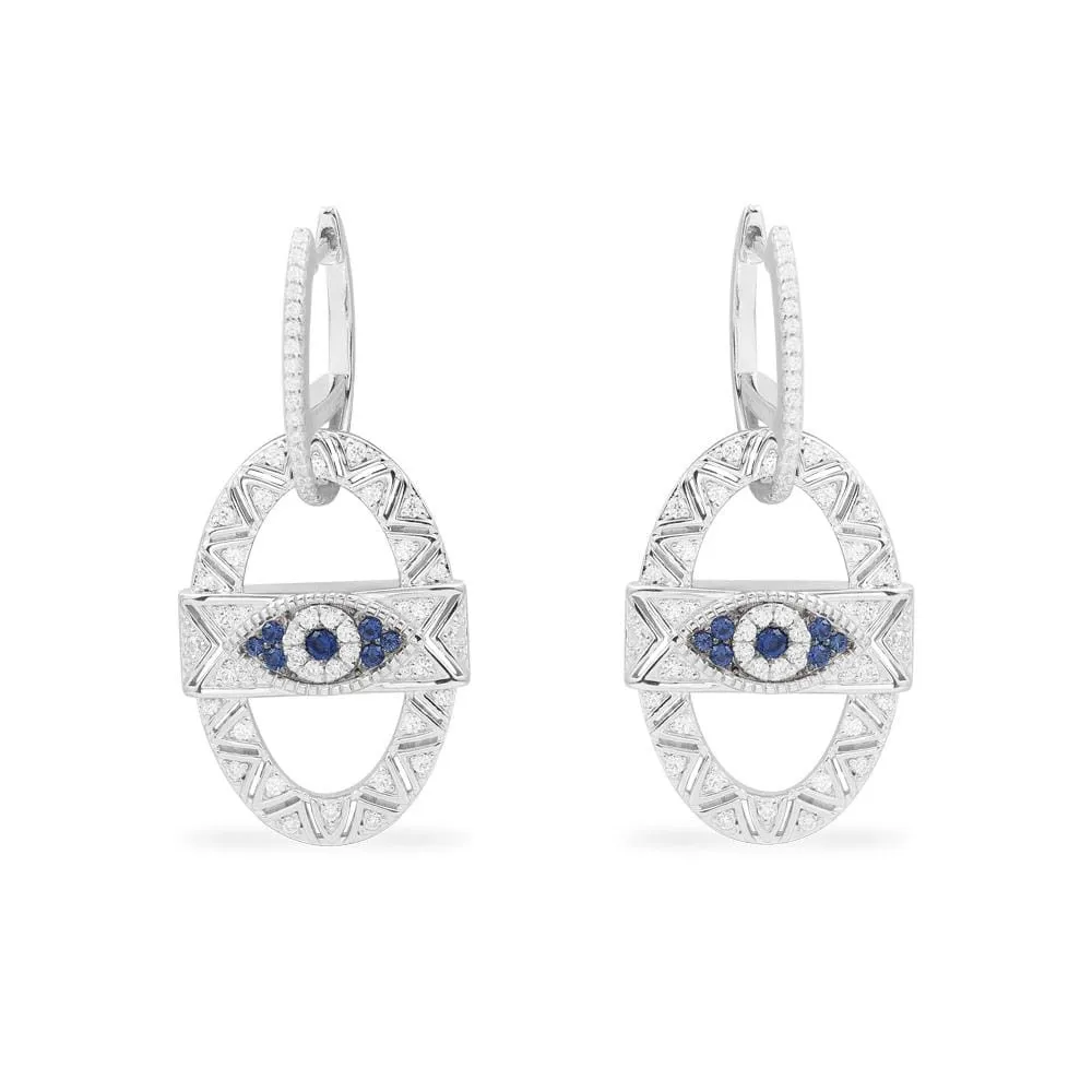 Lucky Eye Maille Marine Earrings - White Silver