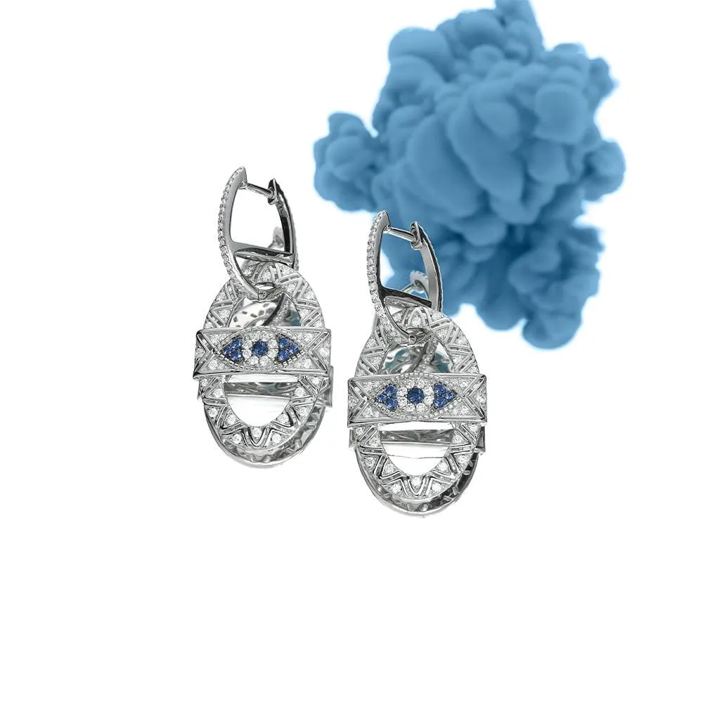 Lucky Eye Maille Marine Earrings - White Silver