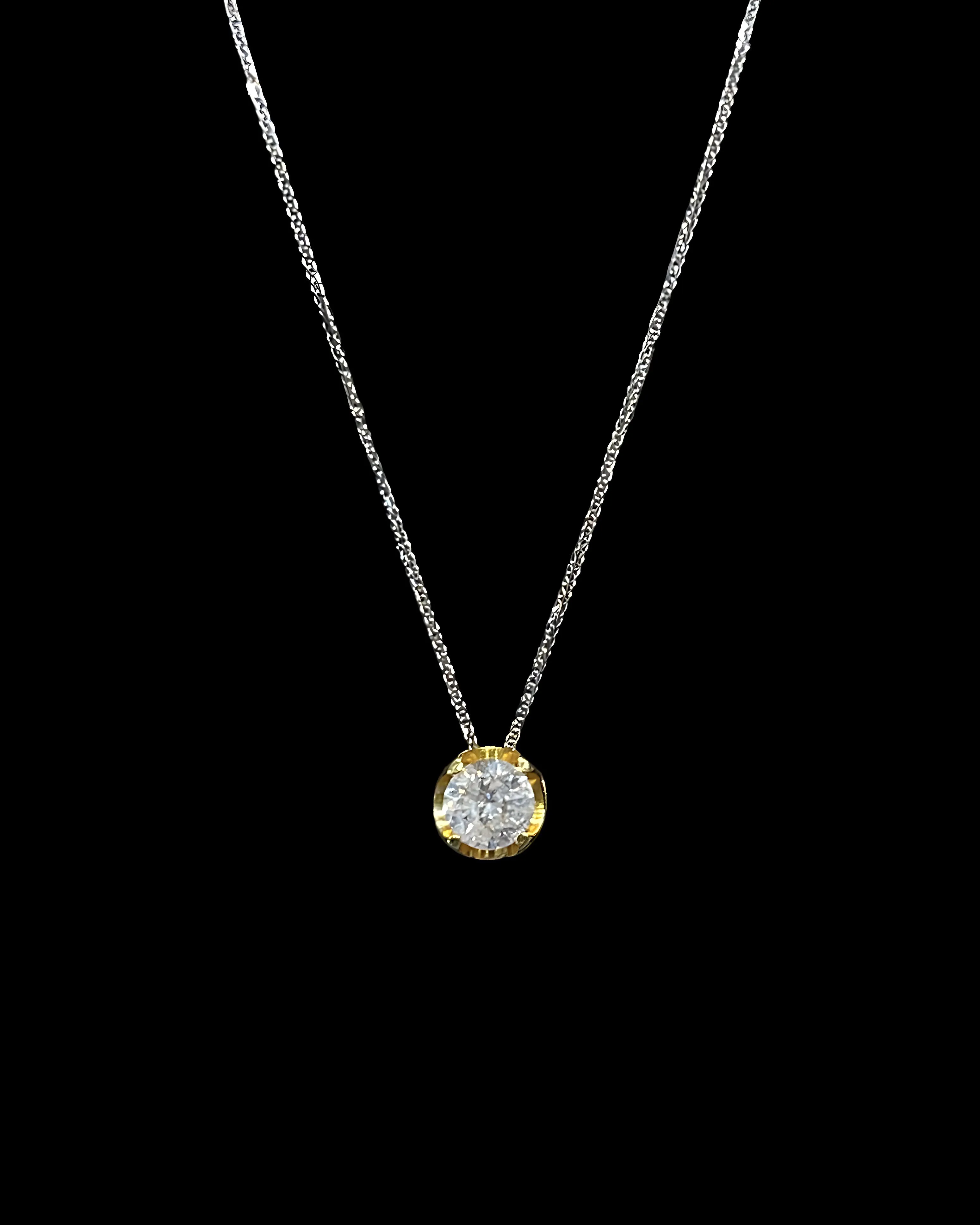 #LVNA2024 | 0.40ct H I2 Round Solitaire Diamond Necklace 18kt