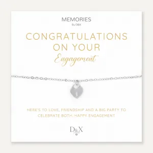 Memories: "CONGRATULATIONS ON YOUR ENGAGEMENT" | Heart Lock Bracelet | White Gold-Plated