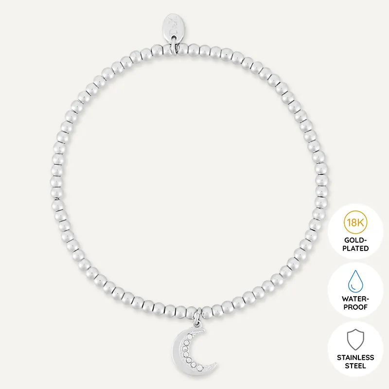 Memories: "EID MUBARAK" | Moon Bracelet | White Gold-Plated