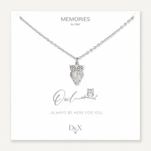 Memories: "OWL…" | Owl Necklace | White Gold-Plated