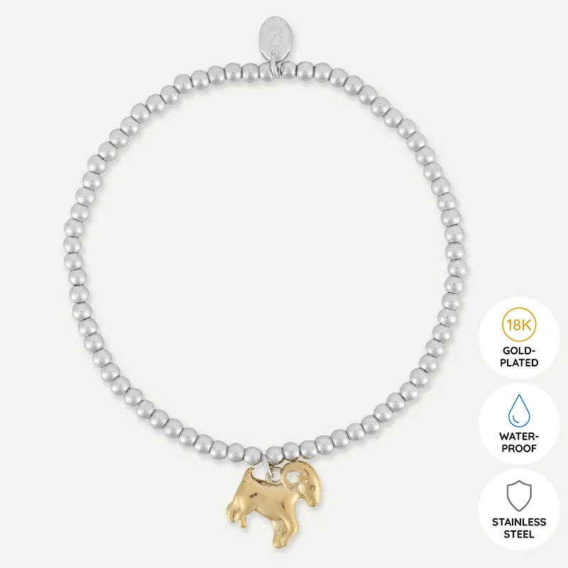 Memories: "YEAR OF THE GOAT" | Goat Bracelet | White Gold & 18K Gold-Plated