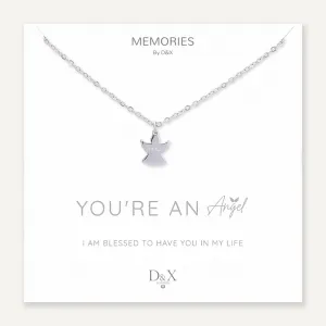 Memories: "YOU'RE AN ANGEL" | Angel Wings Necklace | White Gold-Plated