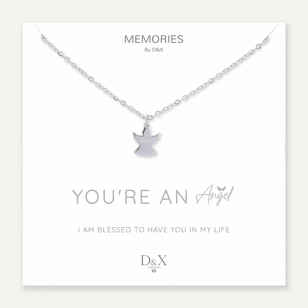 Memories: "YOU'RE AN ANGEL" | Angel Wings Necklace | White Gold-Plated