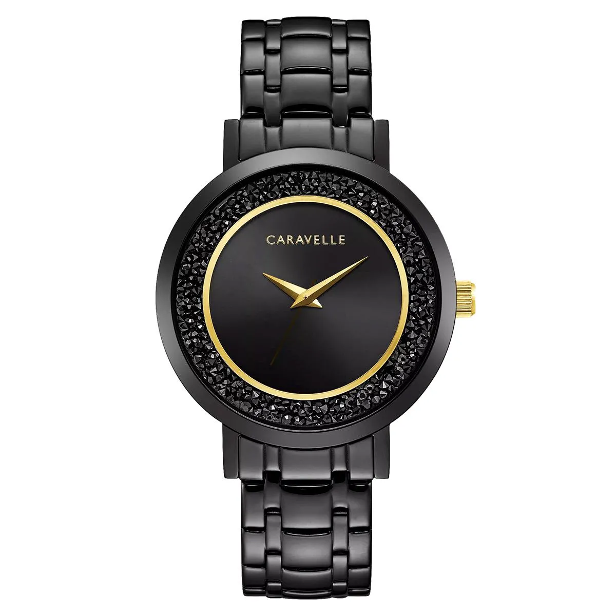 MODERN BLACK LADIES WATCH WITH GOLD-TONE ACCENTS