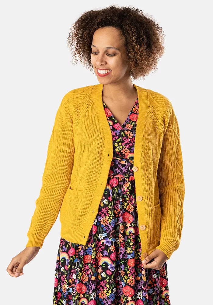 Mustard Cable Sleeve Cardigan