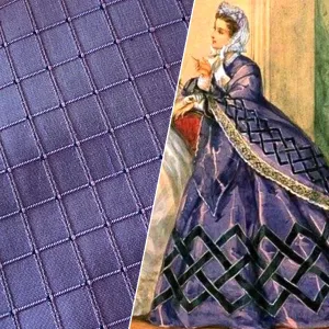 NEW Duchess Jenna 100% Silk Taffeta Fabric- Grape Purple with Embroidered Squares- SB_6_4