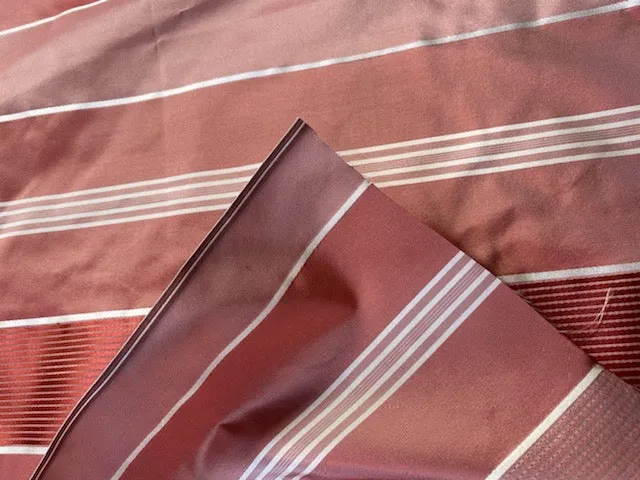 NEW Duchess Tracy 100% Silk Taffeta Ribbon Stripes Fabric - Salmon Pink & White