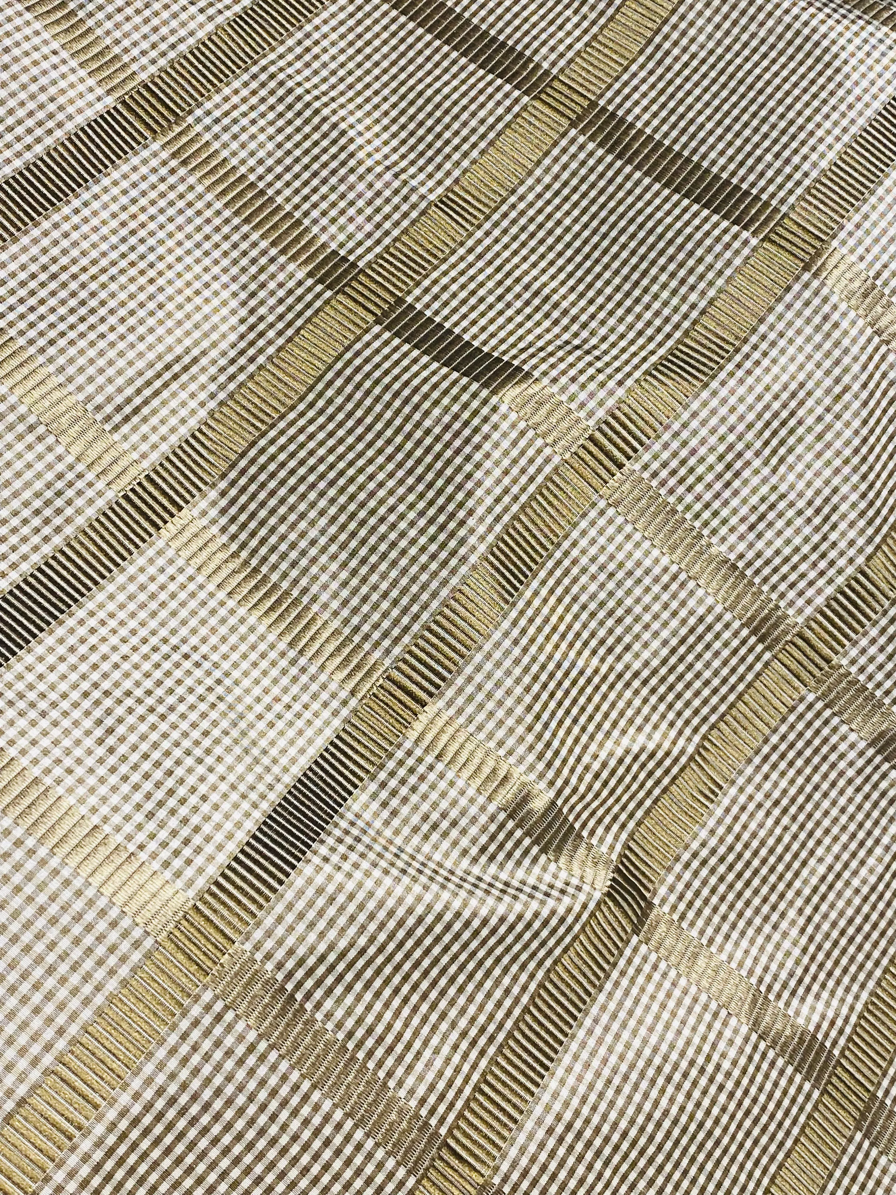 NEW Miss Jaqueline Designer 100% Silk Taffeta Gingham Ribbon Square Stripes Fabric - Old Gold SB_6_29