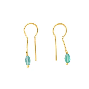 Oblong Stony Dancer Threaders in Blue Apatite & Gold - 1 1/8" L