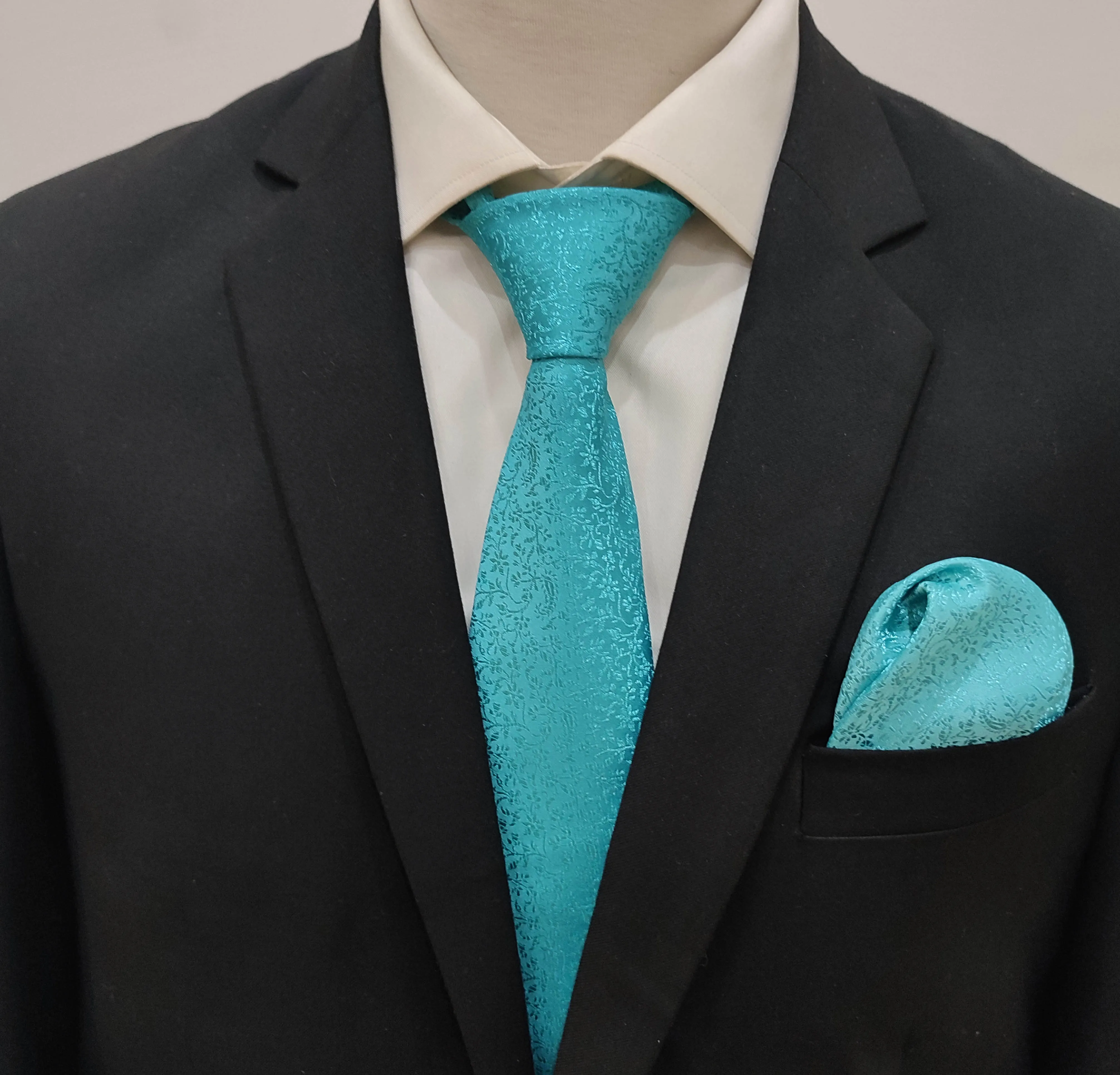 Paisley Sky Blue Tie & Pocket Square Set