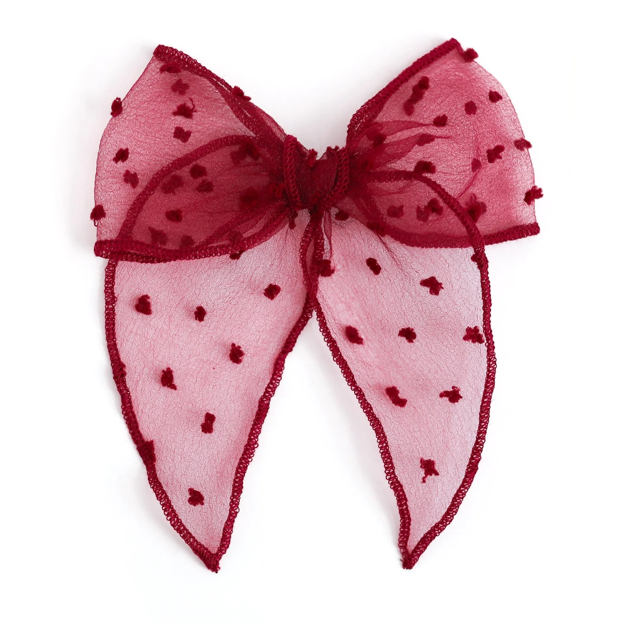 Party Girl Bow - Crimson Sheer Dot