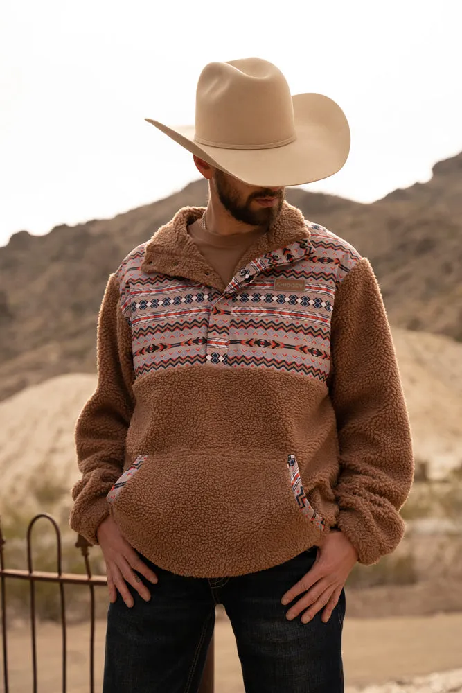 "Hooey Sherpa Fleece Pullover" Tan/Aztec