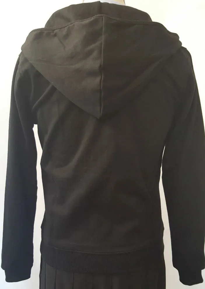 Shevach  Black Zip Up Fleece Cotton Hooded Sweatshirt With SHS Logo