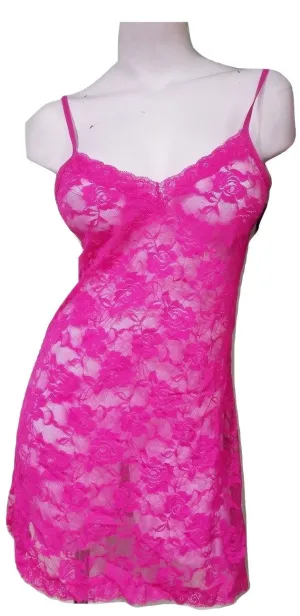 Women's Very Sexy Peek-a-boo Snug Lace Nightie - Pink